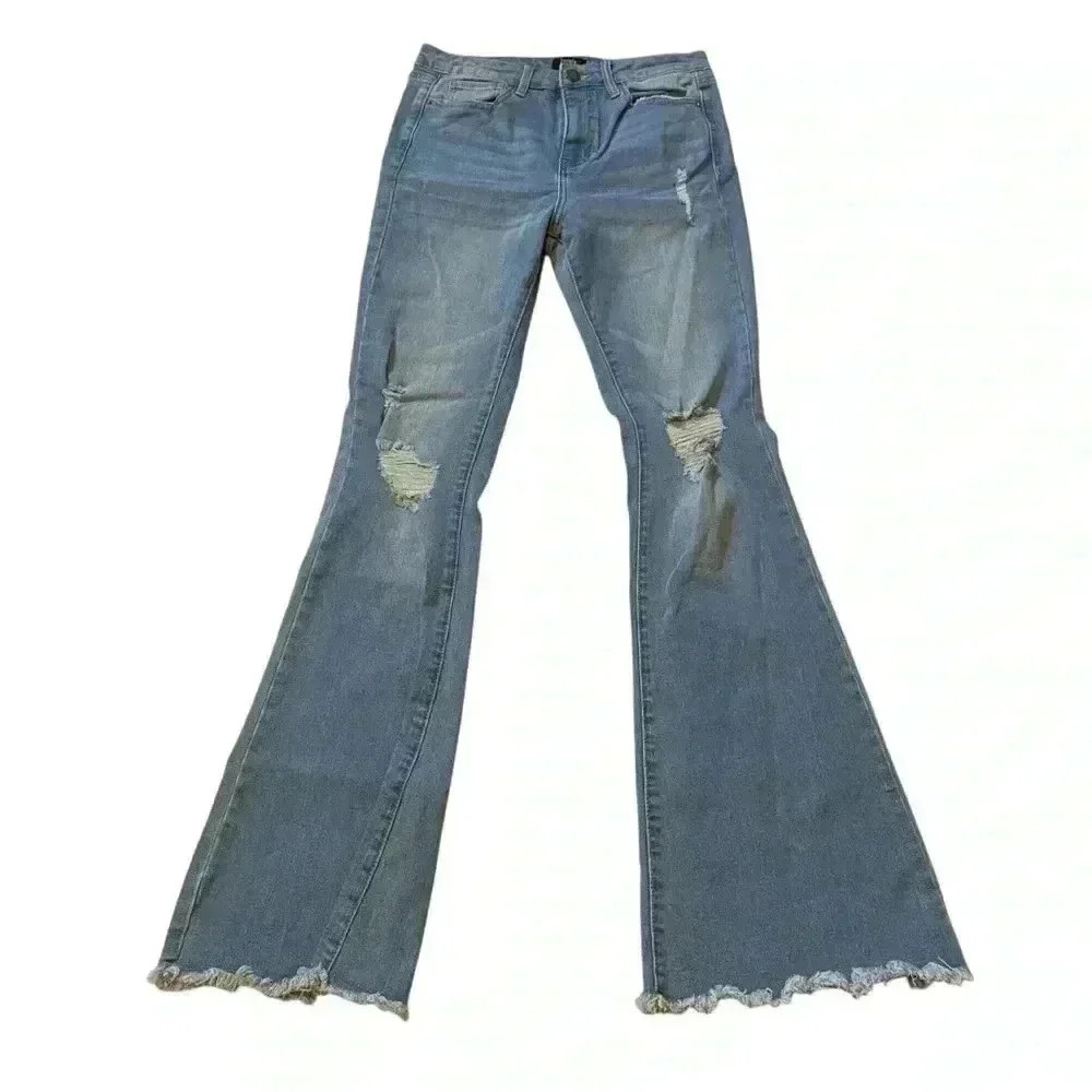 VGT Y2K Simple Society Women's Flare Jeans Pants Wide Leg Size 5/27 Light Wash